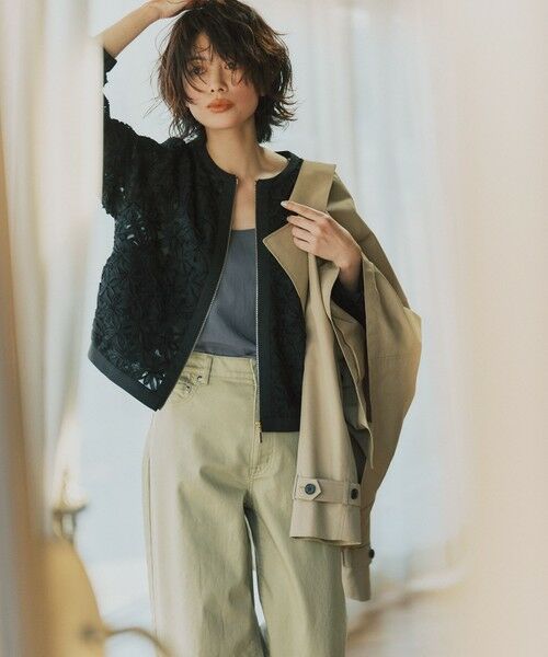 L size ONWARD(大きいサイズ) / エルサイズオンワード ブルゾン | 【SHIHOさん着用・展示会人気No.1・こだわり素材】テープエンブロイダリー ブルゾン | 詳細17