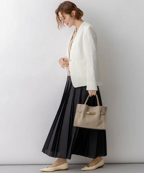 L size ONWARD(大きいサイズ) / エルサイズオンワード ノーカラージャケット | アイアスマットストレッチ ノーカラージャケット | 詳細8