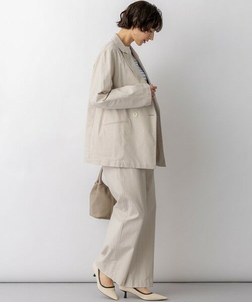 L size ONWARD(大きいサイズ) / エルサイズオンワード その他アウター | スラブツイルストレッチ オーバーサイズ ダブルジャケット | 詳細4
