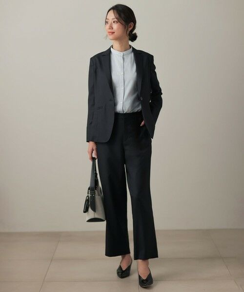 L size ONWARD(大きいサイズ) / エルサイズオンワード カットソー | ストライプジャガード バンドカラー カットソー | 詳細11