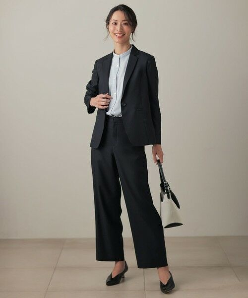 L size ONWARD(大きいサイズ) / エルサイズオンワード カットソー | ストライプジャガード バンドカラー カットソー | 詳細12