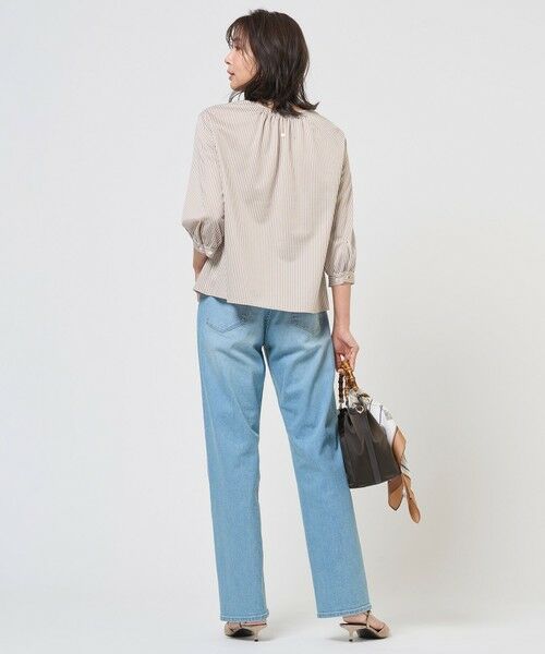 L size ONWARD(大きいサイズ) / エルサイズオンワード カットソー | ストライプジャカード ラウンドネック カットソー | 詳細3