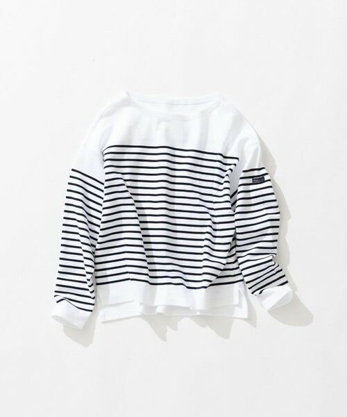 L size ONWARD(大きいサイズ) / エルサイズオンワード カットソー | Armor-lux パネルボーダー クロップド カットソー | 詳細10