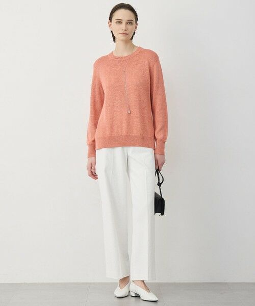 L size ONWARD(大きいサイズ) / エルサイズオンワード ニット・セーター | グロッシーペーパーブレンド クルーネックプルオーバー | 詳細4