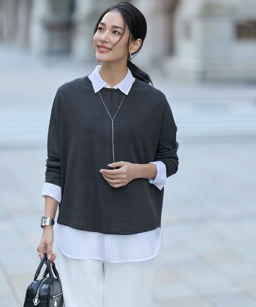 L size ONWARD(大きいサイズ) / エルサイズオンワード ニット・セーター | リネンレーヨンハイゲージ プルオーバーニット | 詳細1