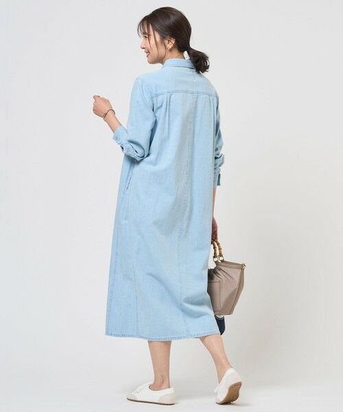 L size ONWARD(大きいサイズ) / エルサイズオンワード ロング・マキシ丈ワンピース | コットンリネン 7oz デニム シャツ ワンピース | 詳細2