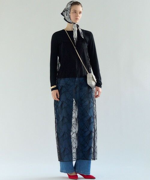 L size ONWARD(大きいサイズ) / エルサイズオンワード ロング・マキシ丈ワンピース | 【見上愛さん着用】刺繍レース キャミソールワンピース | 詳細12