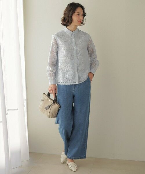 L size ONWARD(大きいサイズ) / エルサイズオンワード その他パンツ | コットンリネン 7oz デニム セミワイド パンツ | 詳細11