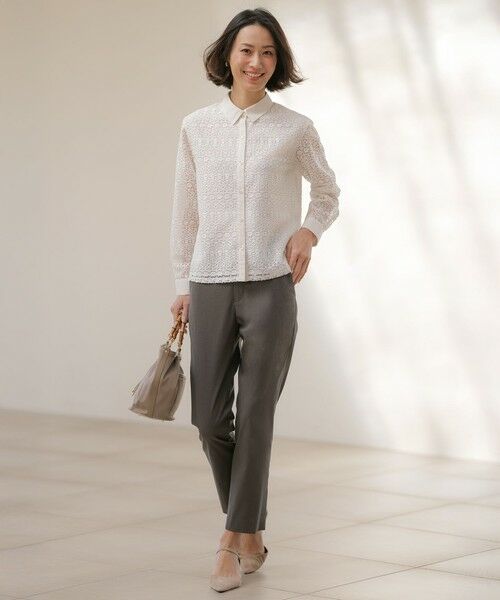 L size ONWARD(大きいサイズ) / エルサイズオンワード その他パンツ | 【WEB限定カラーあり】セルロースリネンストレッチ テーパード パンツ | 詳細6