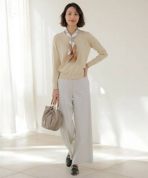 L size ONWARD(大きいサイズ) / エルサイズオンワード その他パンツ | 【WEB限定・人気素材・セットアップ対応】セルロースリネンストレッチ ワイドストレート パンツ | 詳細1