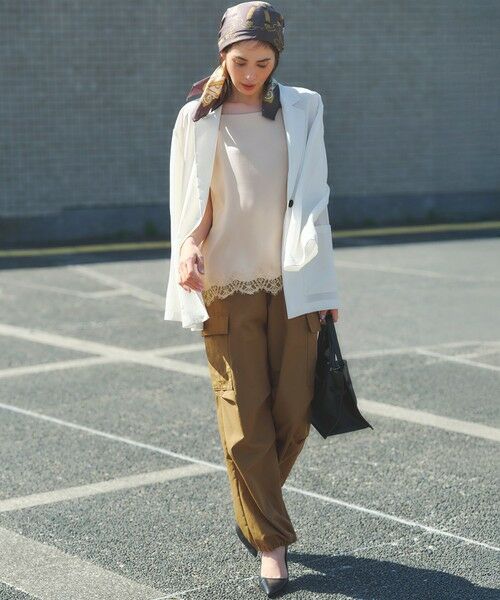 L size ONWARD(大きいサイズ) / エルサイズオンワード カーゴパンツ | 【SLOW/一部店舗限定】ハイカウントギャバ パラシュート カーゴパンツ | 詳細6