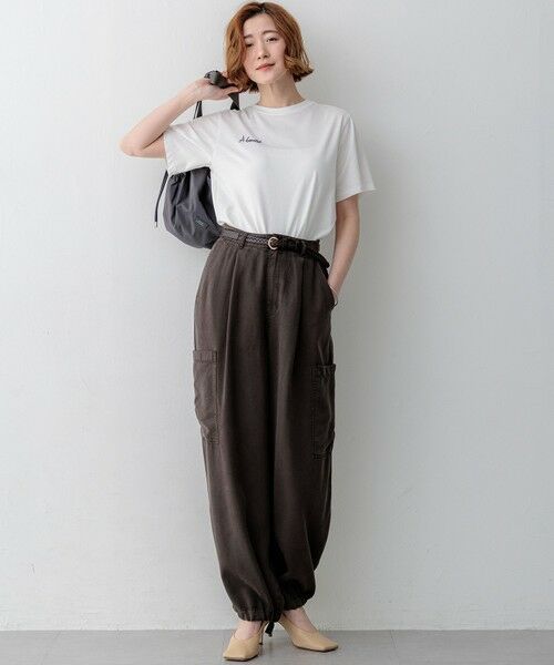 L size ONWARD(大きいサイズ) / エルサイズオンワード その他パンツ | 【SLOW/一部店舗限定】ガーメントツイル ワイドタック パンツ | 詳細25