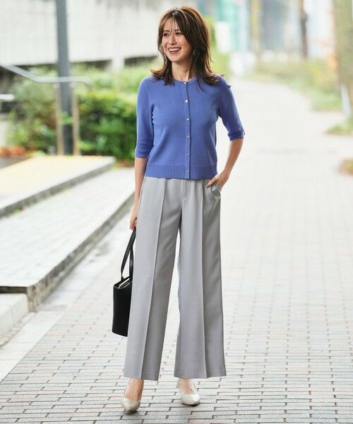 L size ONWARD(大きいサイズ) / エルサイズオンワード その他パンツ | スマートビューティストレッチベルト ワイドパンツ | 詳細2