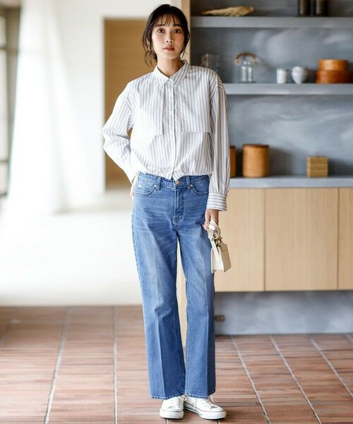 L size ONWARD(大きいサイズ) / エルサイズオンワード デニムパンツ | センタープレスセミフレア デニム | 詳細7