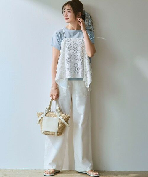 L size ONWARD(大きいサイズ) / エルサイズオンワード その他パンツ | 【CanCam掲載】スラブツイルストレッチ ベイカーパンツ | 詳細1