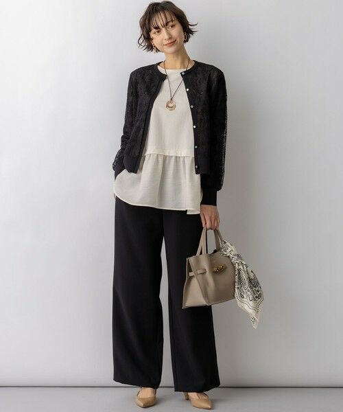 L size ONWARD(大きいサイズ) / エルサイズオンワード その他パンツ | ストレッチダブルクロス ワイドパンツ | 詳細4