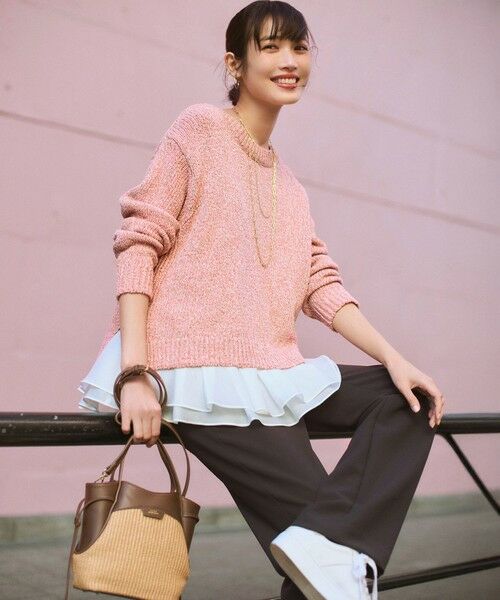 L size ONWARD(大きいサイズ) / エルサイズオンワード その他パンツ | 【新色追加】ストレッチダブルクロス フレアパンツ | 詳細20