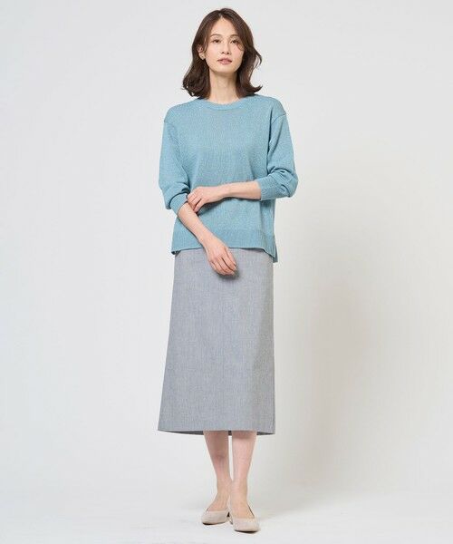 L size ONWARD(大きいサイズ) / エルサイズオンワード ミニ・ひざ丈スカート | TCリネン ドライツイル ナロー スカート | 詳細1