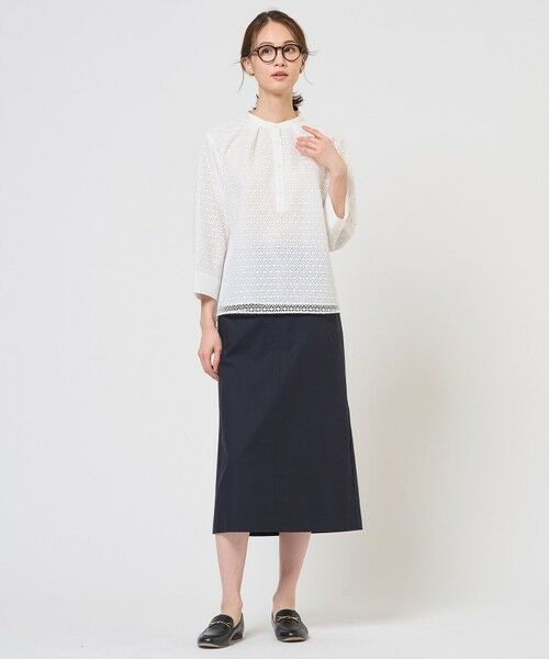 L size ONWARD(大きいサイズ) / エルサイズオンワード ミニ・ひざ丈スカート | TCリネン ドライツイル ナロー スカート | 詳細11