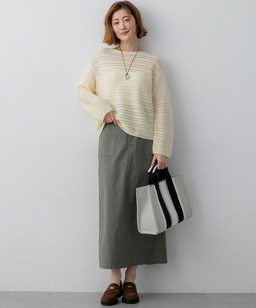 L size ONWARD(大きいサイズ) / エルサイズオンワード ミニ・ひざ丈スカート | スラブツイルストレッチ Iライン スカート | 詳細5