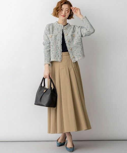 L size ONWARD(大きいサイズ) / エルサイズオンワード ミニ・ひざ丈スカート | 【Oggi掲載】ストレッチギャバ チノ タックフレアスカート | 詳細10