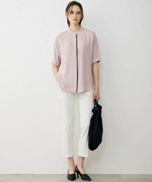 L size ONWARD(大きいサイズ) / エルサイズオンワード シャツ・ブラウス | 【WEB限定カラーあり】BackSatinAmunzen 5分袖バンドカラーブラウス | 詳細5