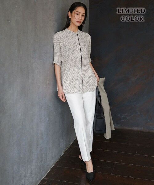 L size ONWARD(大きいサイズ) / エルサイズオンワード シャツ・ブラウス | 【WEB限定カラーあり】BackSatinAmunzen 5分袖バンドカラーブラウス | 詳細21