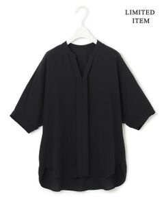 L size ONWARD(大きいサイズ) / エルサイズオンワード シャツ・ブラウス | 【WEB限定】BackSatinAmunzen 5分袖キーネックブラウス