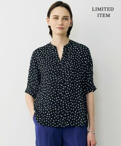 L size ONWARD(大きいサイズ) / エルサイズオンワード シャツ・ブラウス | 【WEB限定】BackSatinAmunzen 5分袖キーネックブラウス