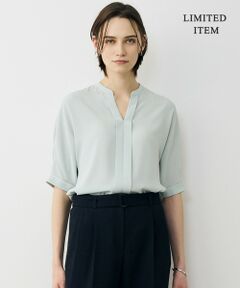 L size ONWARD(大きいサイズ) / エルサイズオンワード シャツ・ブラウス | 【WEB限定】BackSatinAmunzen 5分袖キーネックブラウス