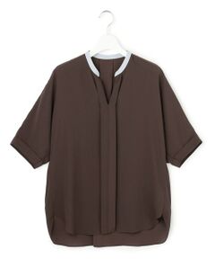 L size ONWARD(大きいサイズ) / エルサイズオンワード シャツ・ブラウス | 【新色追加・WEB限定】BackSatinAmunzen 5分袖キーネックブラウス