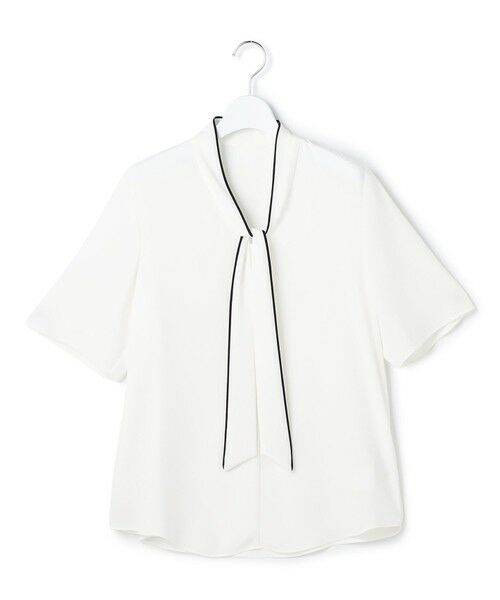 L size ONWARD(大きいサイズ) / エルサイズオンワード シャツ・ブラウス | 【新色追加】BackSatinAmunzen 5分袖配色ボウタイブラウス | 詳細5