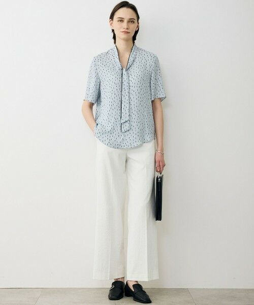 L size ONWARD(大きいサイズ) / エルサイズオンワード シャツ・ブラウス | BackSatinAmunzen 5分袖配色ボウタイブラウス | 詳細11