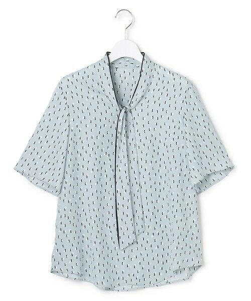 L size ONWARD(大きいサイズ) / エルサイズオンワード シャツ・ブラウス | BackSatinAmunzen 5分袖配色ボウタイブラウス | 詳細13