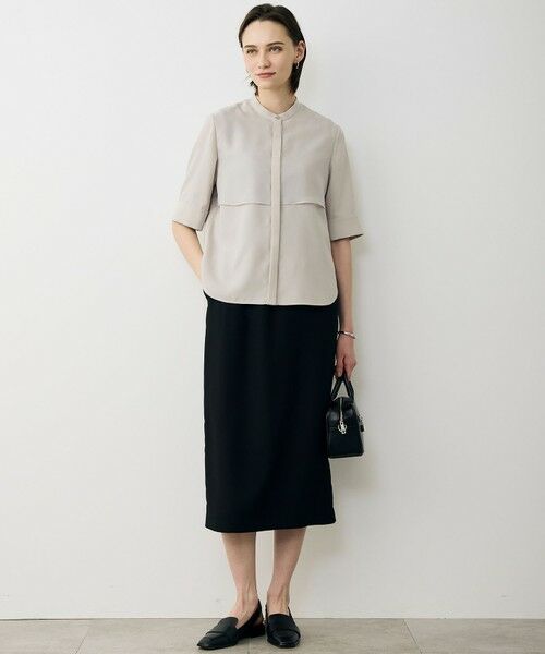 L size ONWARD(大きいサイズ) / エルサイズオンワード シャツ・ブラウス | 【WEB限定カラーあり】 FluidBackSatin バンドカラーシャツ | 詳細2