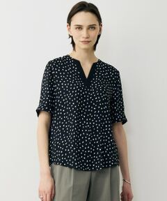 L size ONWARD(大きいサイズ) / エルサイズオンワード シャツ・ブラウス | BackSatinAmunzen 5分袖Vネック配色ブラウス