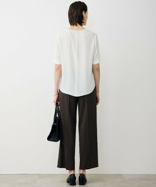 L size ONWARD(大きいサイズ) / エルサイズオンワード シャツ・ブラウス | BackSatinAmunzen 5分袖Vネック配色ブラウス | 詳細5