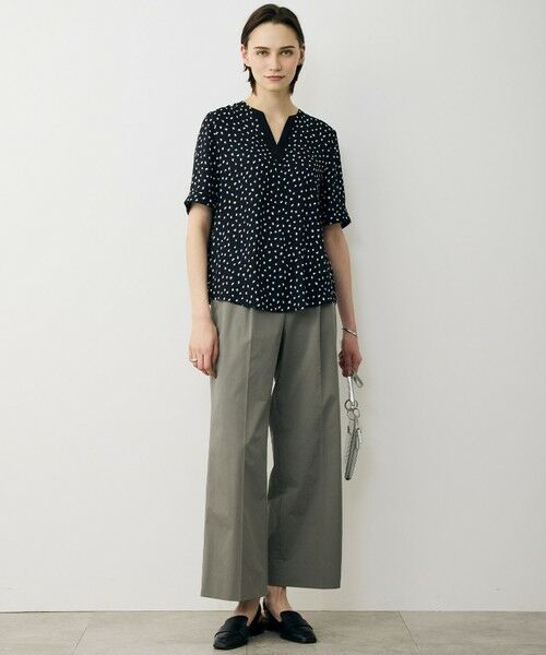 L size ONWARD(大きいサイズ) / エルサイズオンワード シャツ・ブラウス | BackSatinAmunzen 5分袖Vネック配色ブラウス | 詳細14