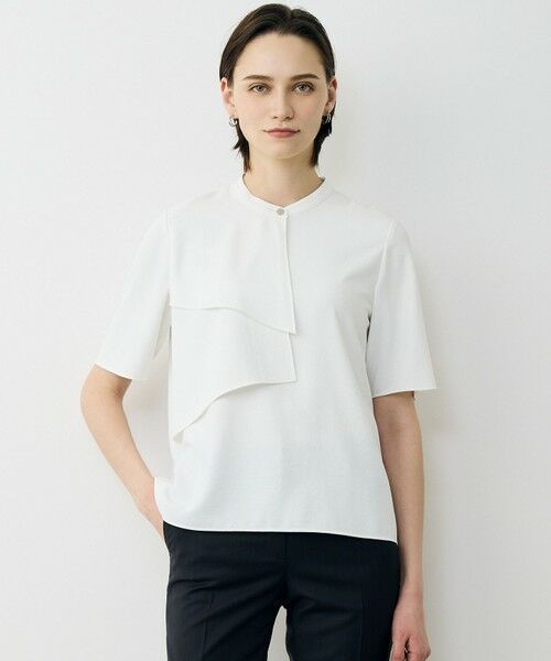 L size ONWARD(大きいサイズ) / エルサイズオンワード シャツ・ブラウス | ストレッチジョーゼット ラッフルディテールブラウス（オフホワイト）