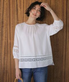 L size ONWARD(大きいサイズ) / エルサイズオンワード シャツ・ブラウス | スパンソフトクロス刺繍 ブラウス