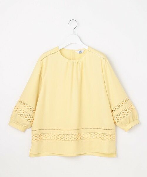 L size ONWARD(大きいサイズ) / エルサイズオンワード シャツ・ブラウス | スパンソフトクロス刺繍 ブラウス（イエロー系）