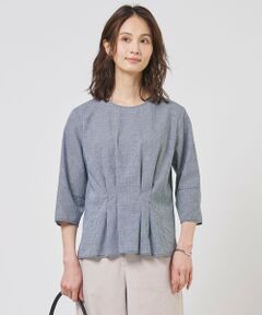 L size ONWARD(大きいサイズ) / エルサイズオンワード シャツ・ブラウス | リネンminiチェック プルオーバー ブラウス