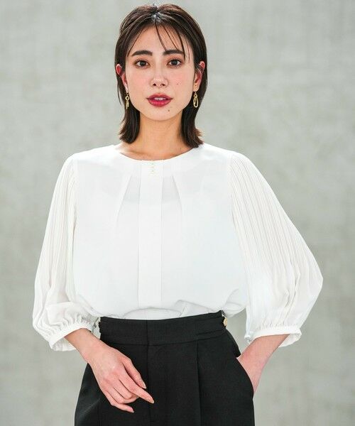 L size ONWARD(大きいサイズ) / エルサイズオンワード シャツ・ブラウス | プリーツスリーブ ブラウス（オフ）