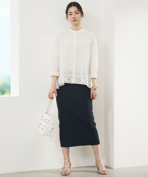 L size ONWARD(大きいサイズ) / エルサイズオンワード シャツ・ブラウス | エンブロイダリーブロードバンドカラー ブラウス | 詳細2