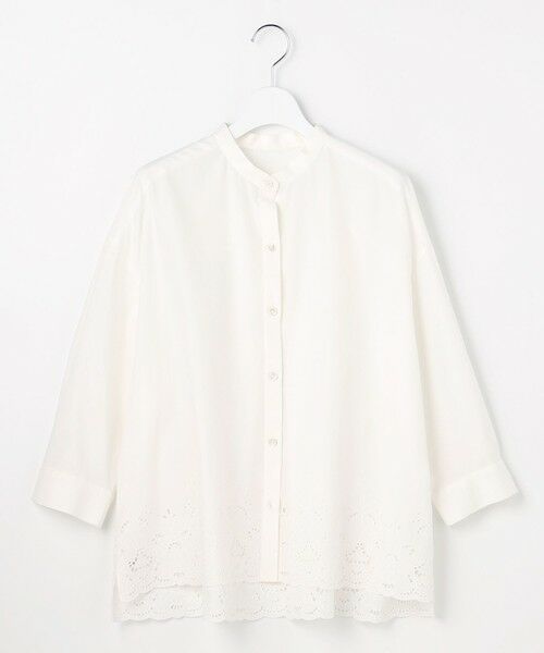 L size ONWARD(大きいサイズ) / エルサイズオンワード シャツ・ブラウス | エンブロイダリーブロードバンドカラー ブラウス | 詳細3