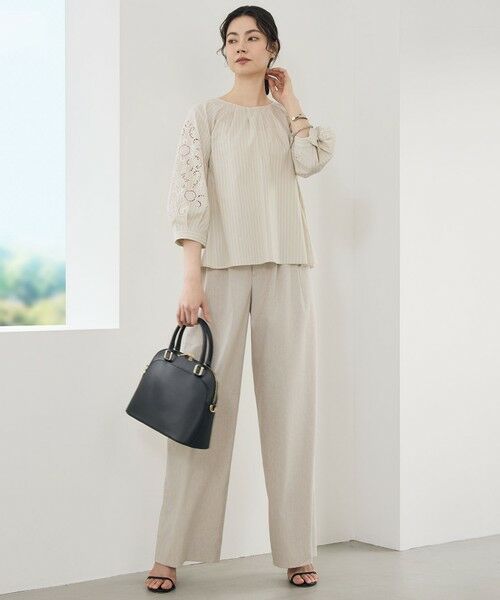 L size ONWARD(大きいサイズ) / エルサイズオンワード シャツ・ブラウス | 【SHIHOさん着用】エンブロイダリーブロードパフスリーブ ブラウス | 詳細9