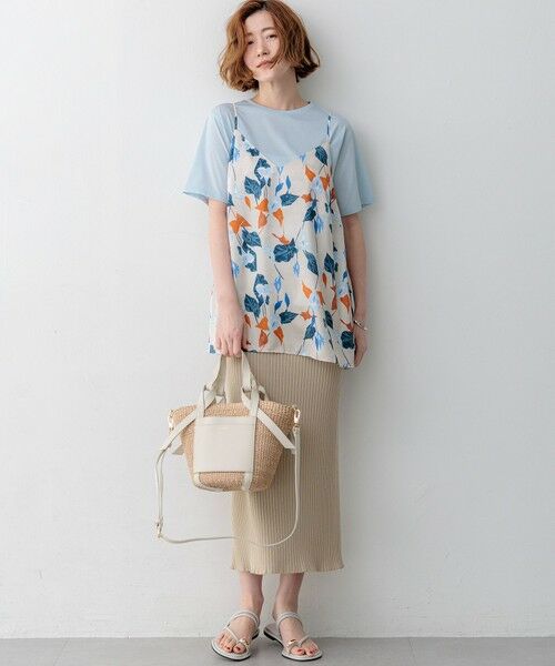 L size ONWARD(大きいサイズ) / エルサイズオンワード キャミソール・チューブトップ | カラーリリープリント キャミソールブラウス | 詳細9