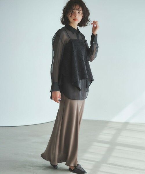 L size ONWARD(大きいサイズ) / エルサイズオンワード シャツ・ブラウス | ラッセルオーナメントレース キャミソール ブラウス | 詳細16