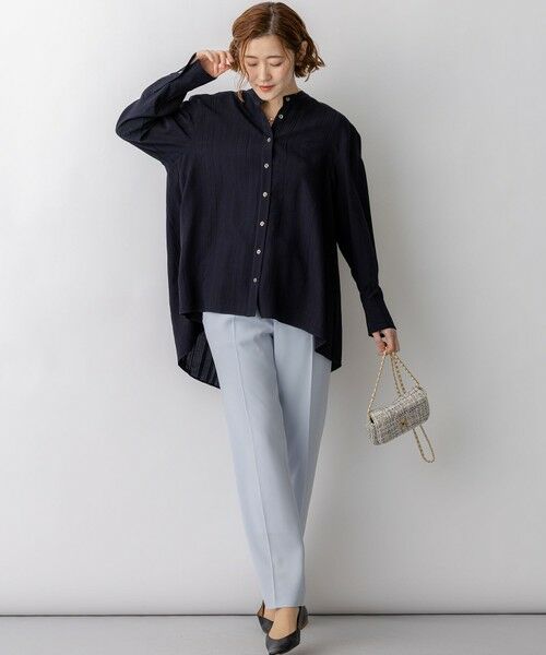 L size ONWARD(大きいサイズ) / エルサイズオンワード シャツ・ブラウス | ドビーストライプ バックタック フレアブラウス | 詳細13