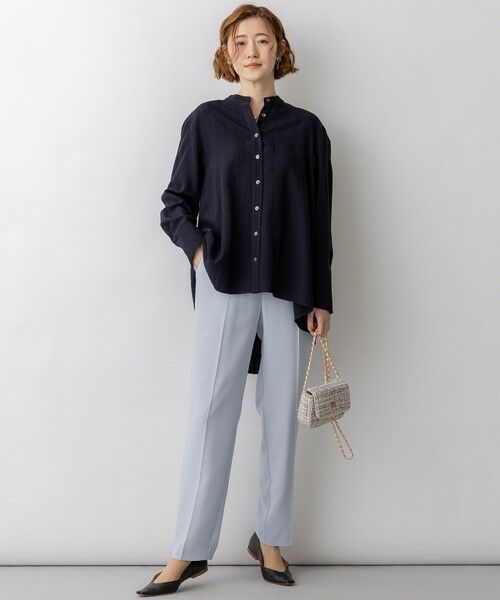 L size ONWARD(大きいサイズ) / エルサイズオンワード シャツ・ブラウス | ドビーストライプ バックタック フレアブラウス | 詳細12